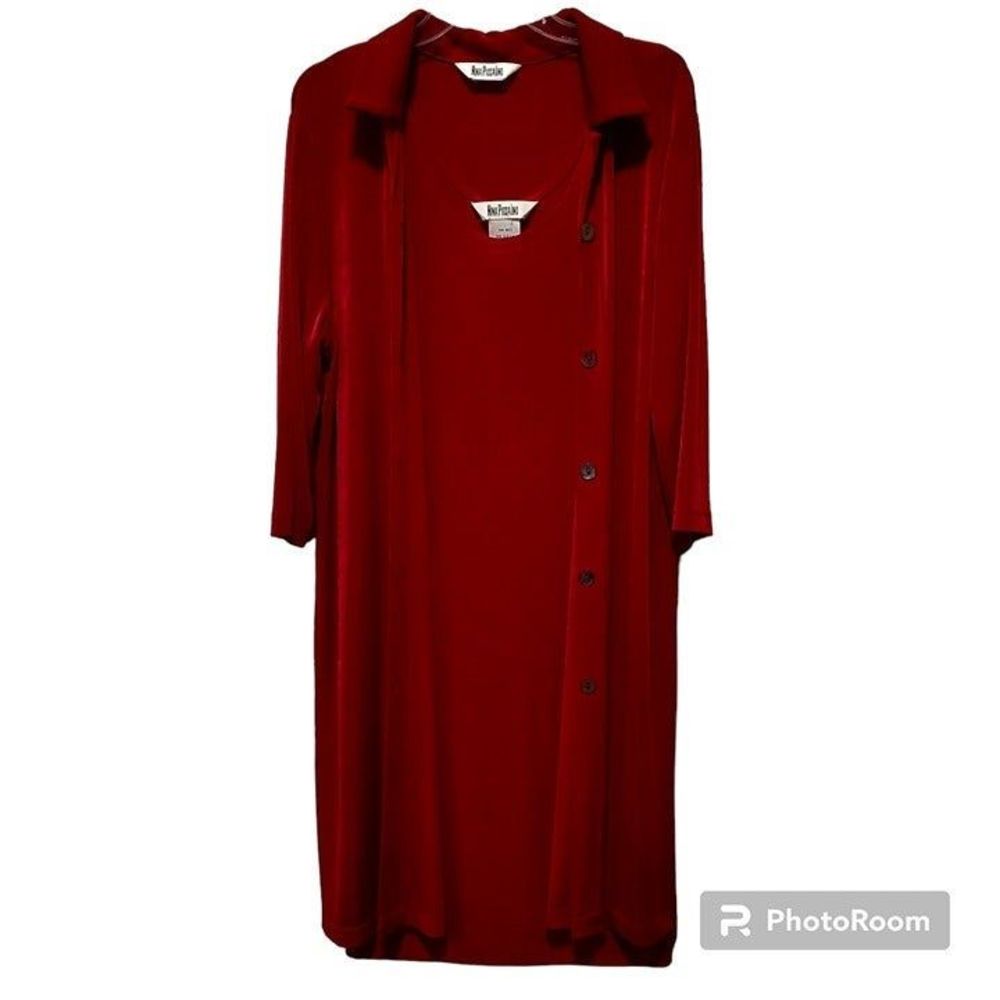 VTG Nina Piccalino 2 Piece Ruby Red Dress Women's Size 14